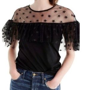 J Crew starry tulle ruffle sleeve top
✨ ✨